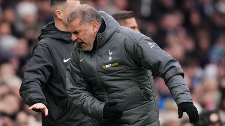 Ange Postecoglou's reaction during the Tottenham-Newcastle match