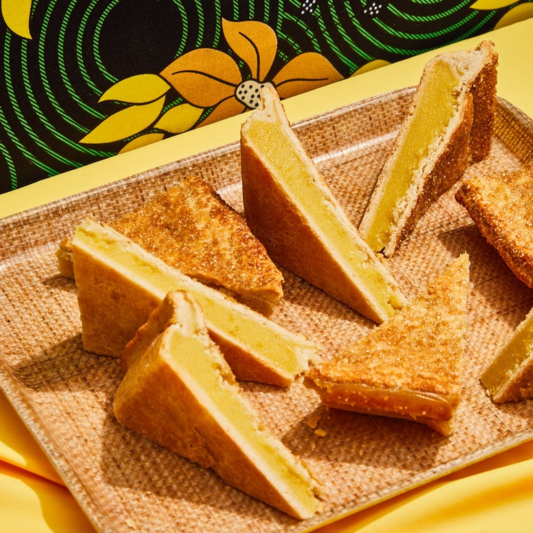 Pineapple pie on a platter from the cookbook Sugarcane