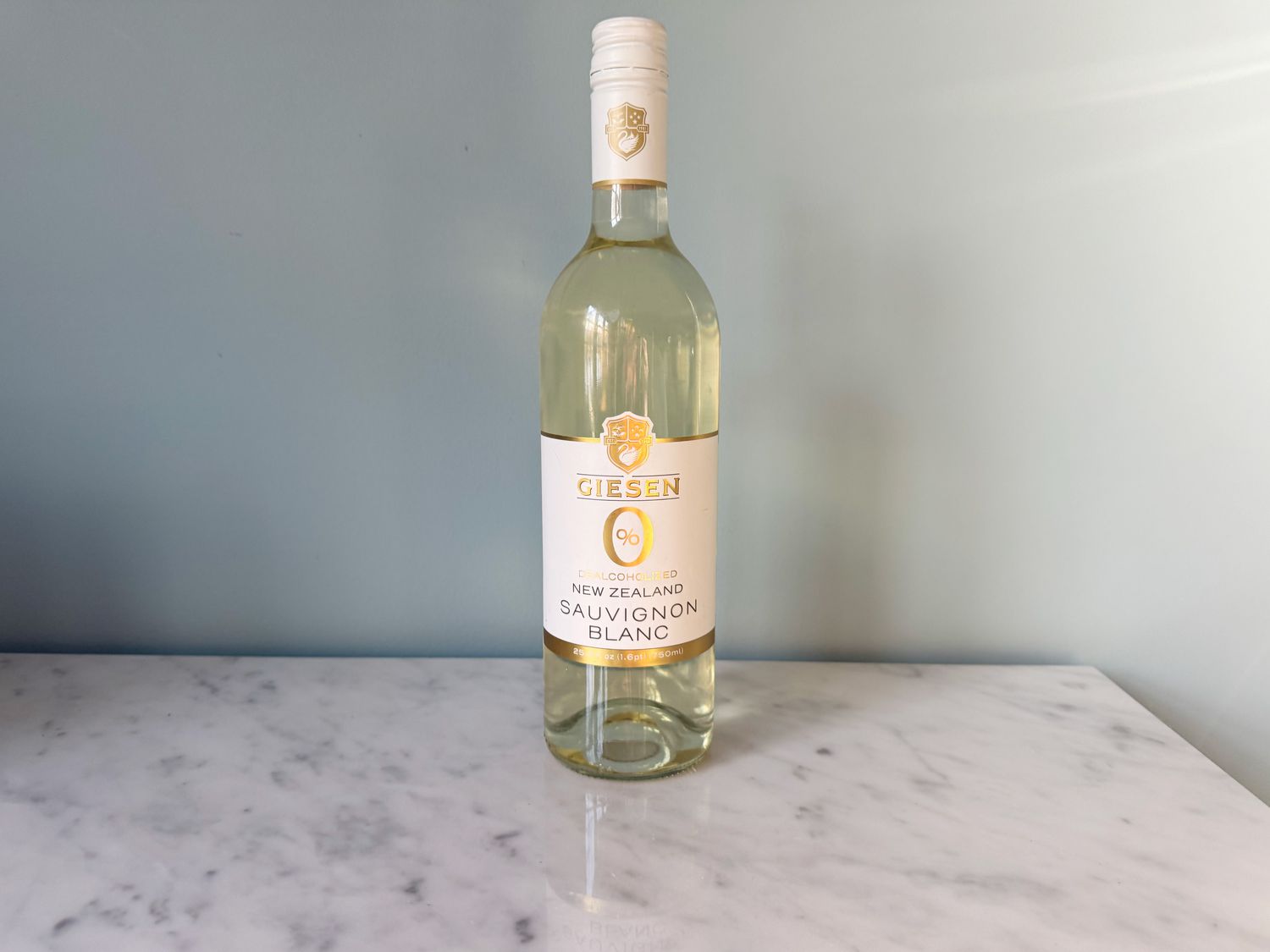 A bottle of Giesen nonalcoholic white wine