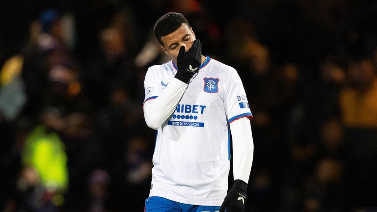 Rangers' Hamza Igamani reacts to Dundee's opening goal