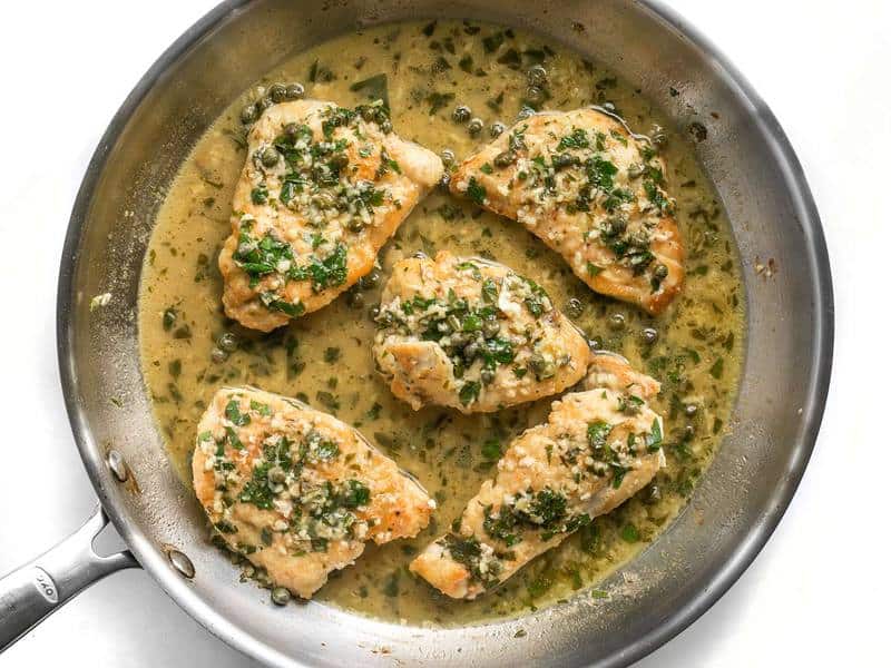 Add Capers and Parsley to Chicken Piccatta