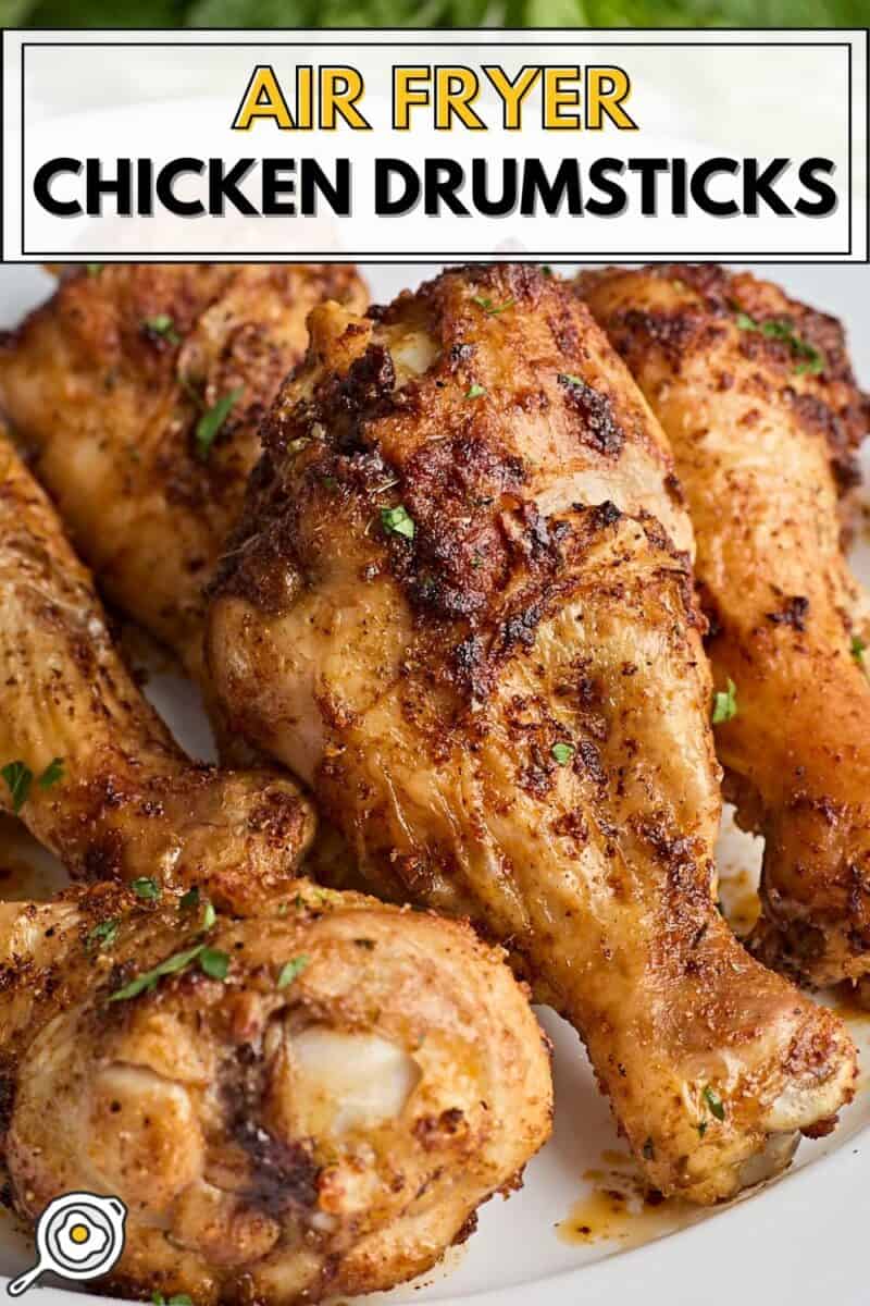 air fryer chicken drumsticks pin image